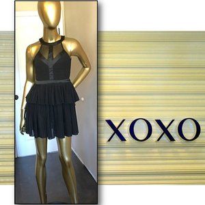 XOXO 💔 "Heartbreaker" 💔 Black Illusion Mini Pleated Cocktail Dress